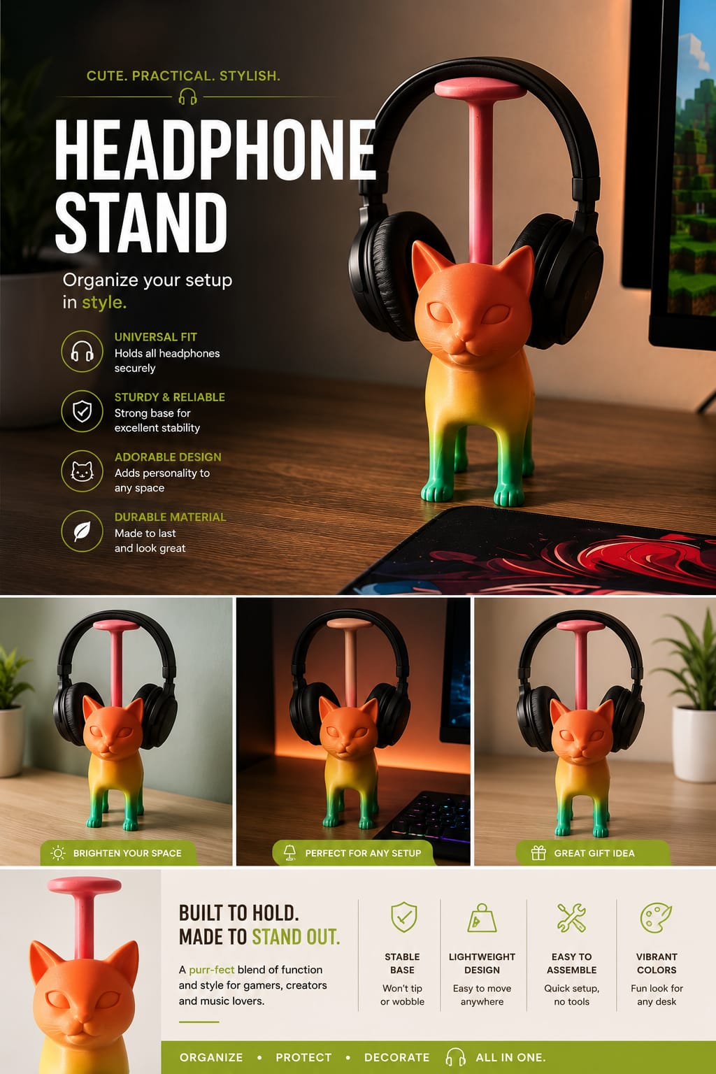 Ombre Cat Figurine